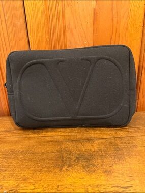 Valentino Black Quilted Wristlet Pouch